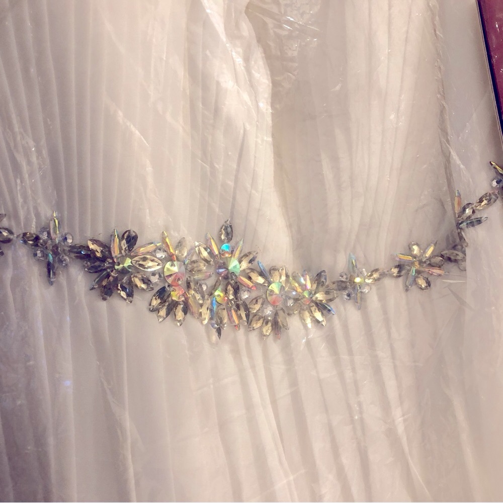 ๐ May Queen Ivory Dress with empire bling waist, extra straps and shawl size 26w - Picture 11 of 16